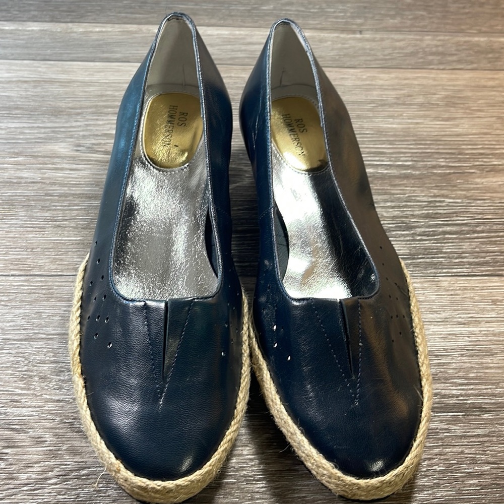 Ros hommerson navy leather flats (f94)